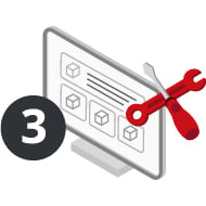 Specifications Step 3 3D Desktop with Red Tools Icon