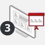 CAD Development Step 3 3D Desktop Icon with Red presentation icon CAD Development Step 3 3D Desktop Icon with Red presentation icon
