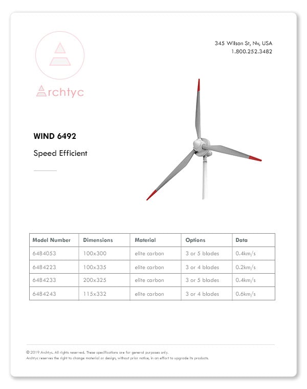 Example of Spec Sheet for wind 6492