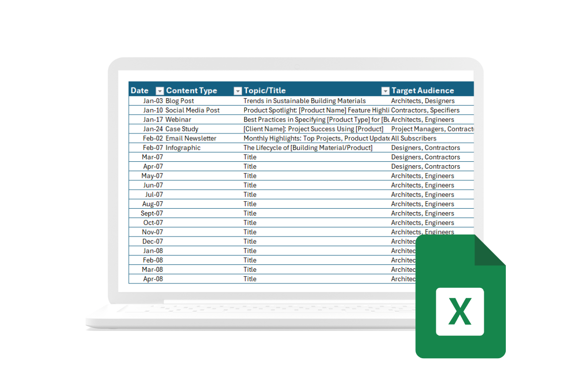 Content Calendar Template for Building Product Manufacturing Thumbnail